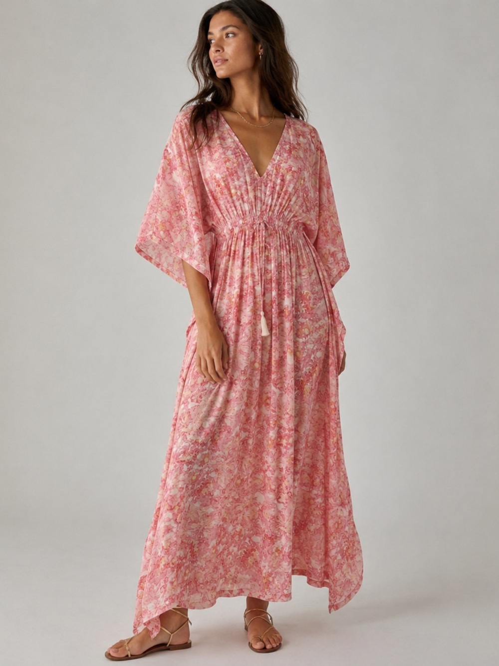 Anthropologie Rujuta Sheth Floral Kaftan Dress One Size Boho Maxi Resort